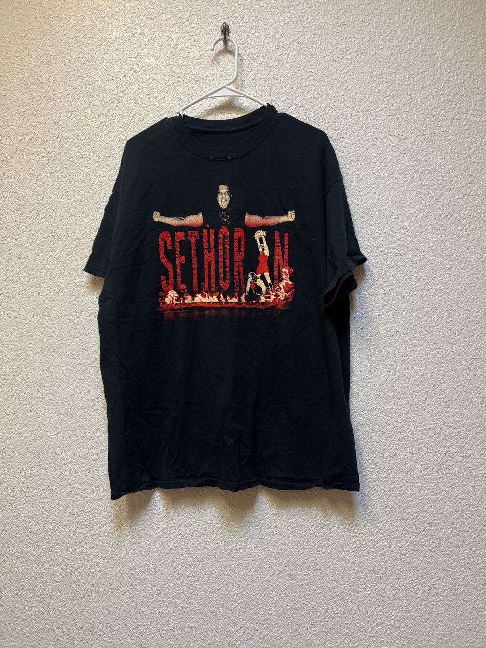 Vintage WWE Men's Black Graphic T-Shirt sz XL RARE